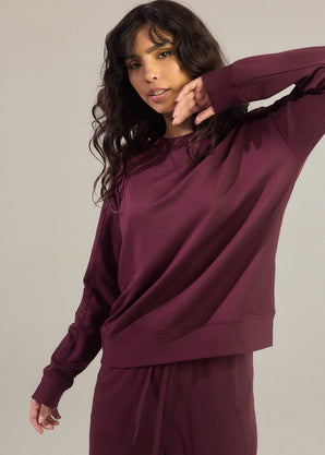 Luxus Lounge Sweatshirt - Dunkelkirschfarbenes