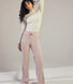 Gerippte Hose mit weitem Bein - Pink