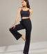 Gerippte Hose mit weitem Bein - Black