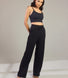 Gerippte Hose mit weitem Bein - Black