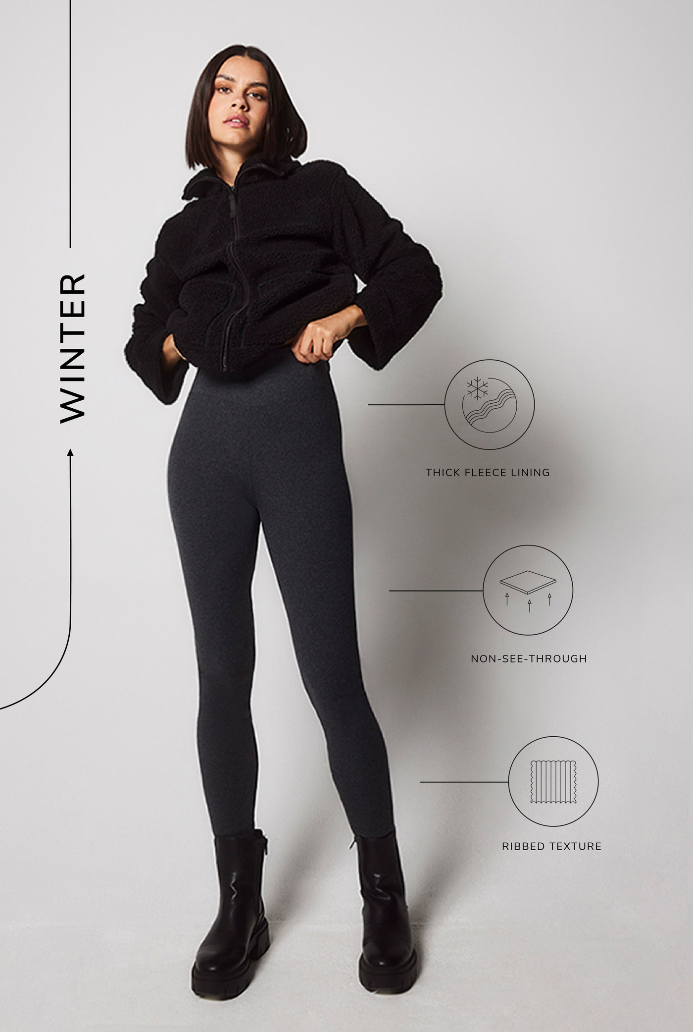 Leggings Extreme Mit Fleecefütterung - Dunkelgrau-Melierte