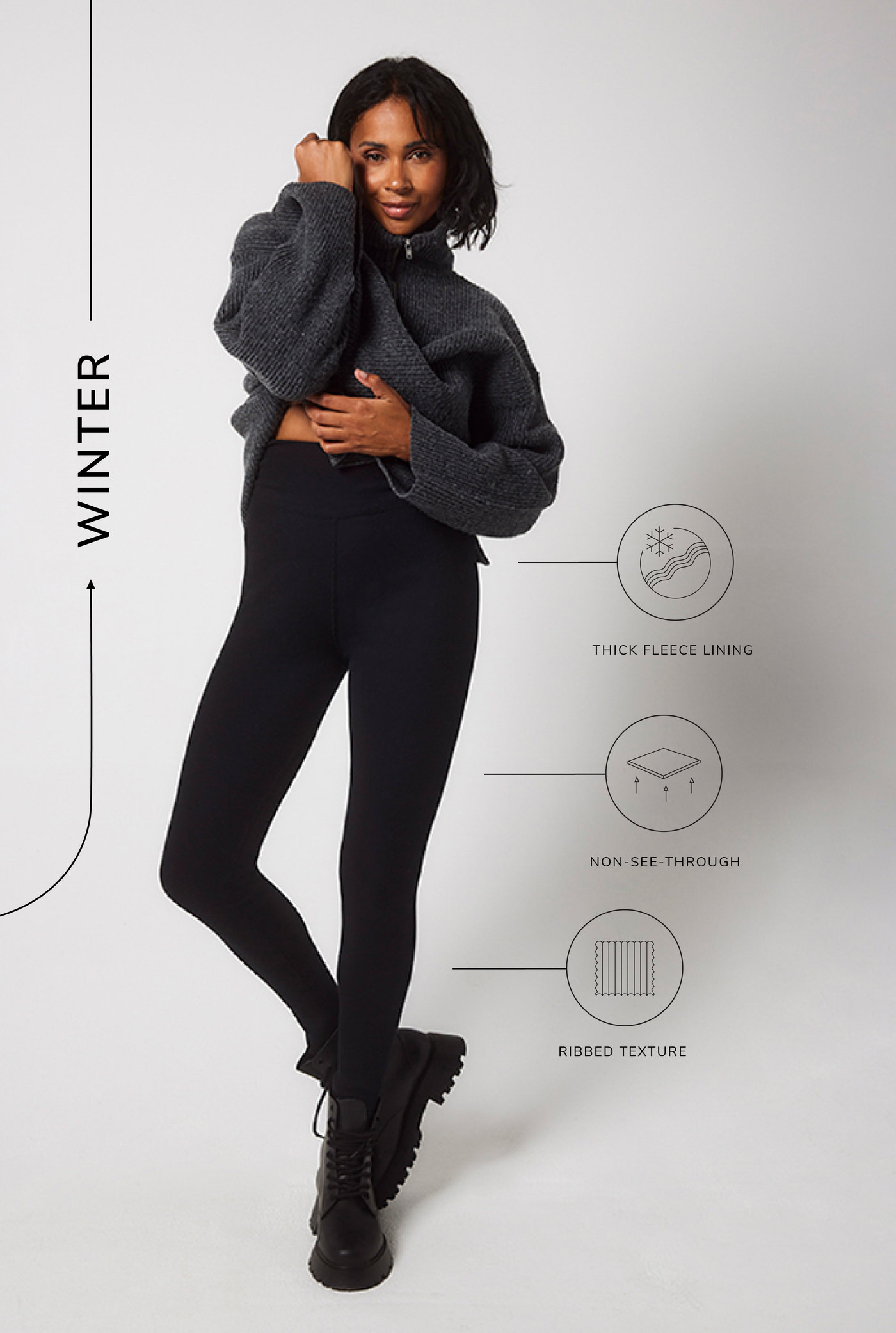 Leggings Extreme Mit Fleecefütterung - Schwarze