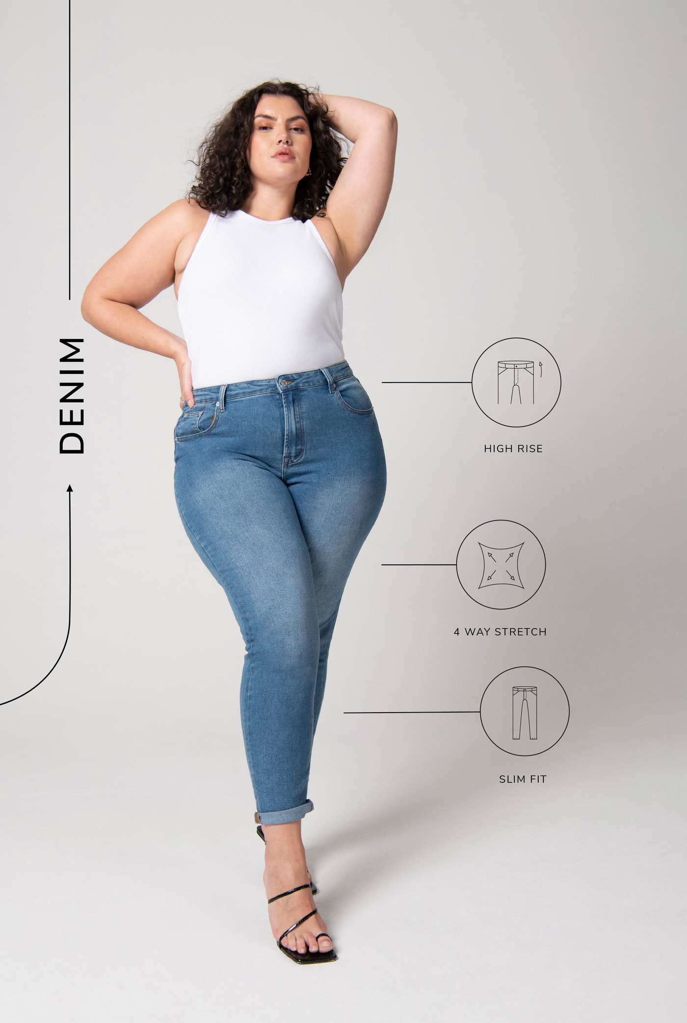 Slim-Fit Mom Jeans - Mittelblaue