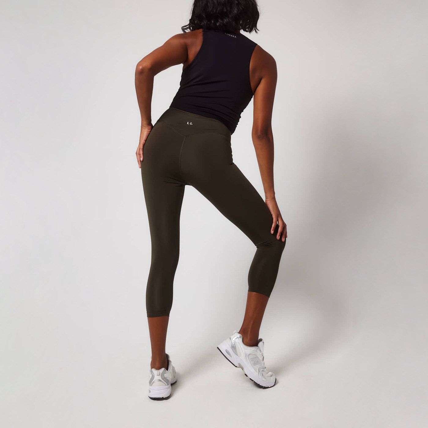 Focus Cropped High-Waisted Sportleggings - Olivgrün