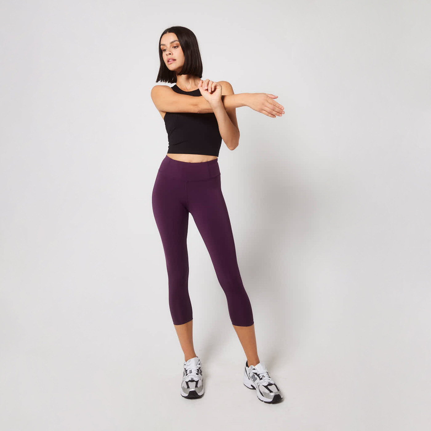 Focus Cropped High-Waisted Sportleggings - Brombeerpflaume