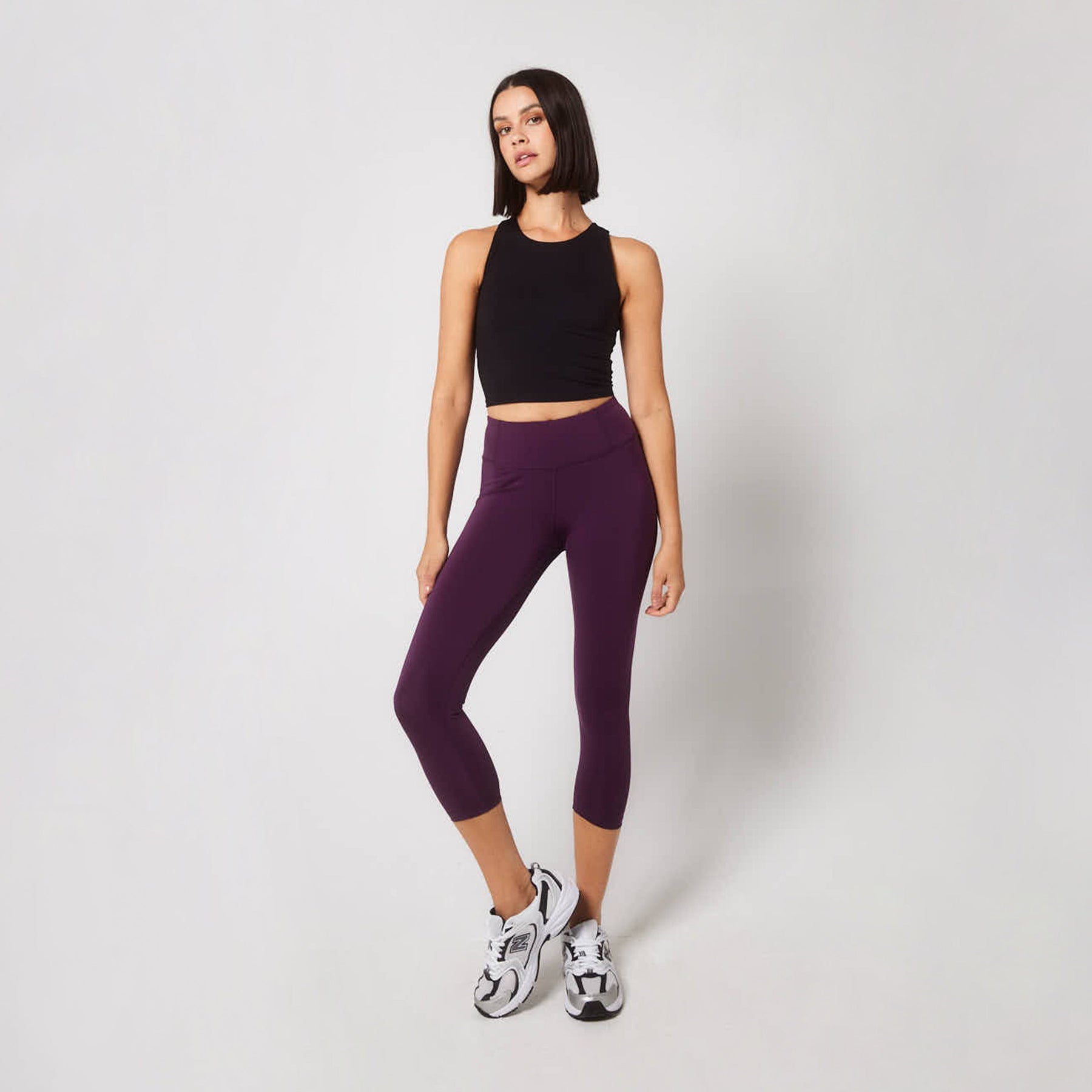 Focus Cropped High-Waisted Sportleggings - Brombeerpflaume