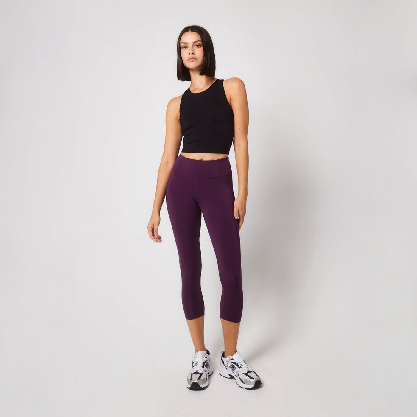 Focus Cropped High-Waisted Sportleggings - Brombeerpflaume
