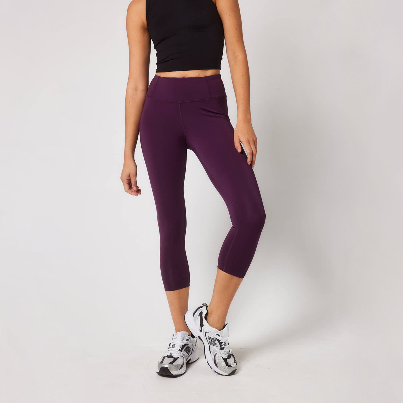 Focus Cropped High-Waisted Sportleggings - Brombeerpflaume