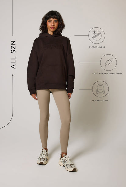 Schwergewicht Übergrößes Hoodie Curvy - Espresso Brown