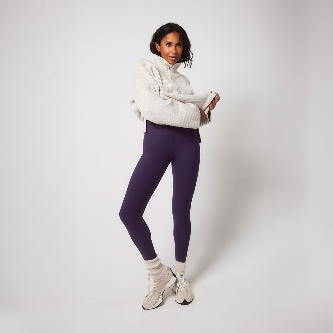 Alltägliche Winter-Leggings mit hoher Taille  - Midnight Plum
