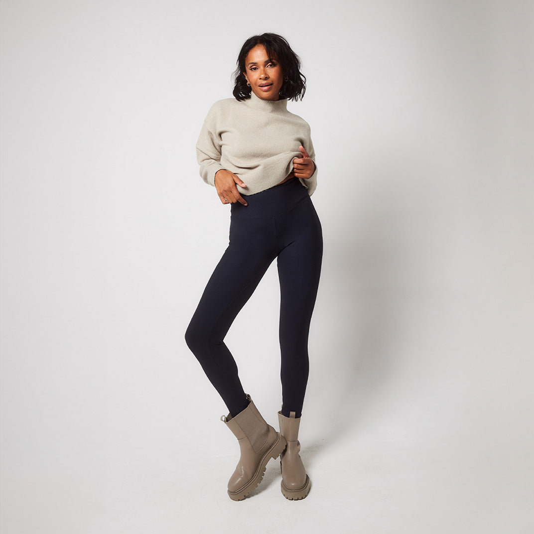 Alltägliche Winter-Leggings mit hoher Taille  - Vintage Navy