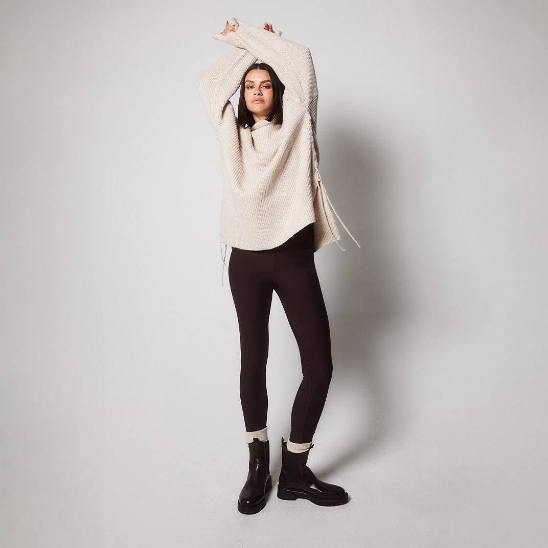 Alltägliche Winter Umstandsleggings mit hoher Taille - Espresso-Braune