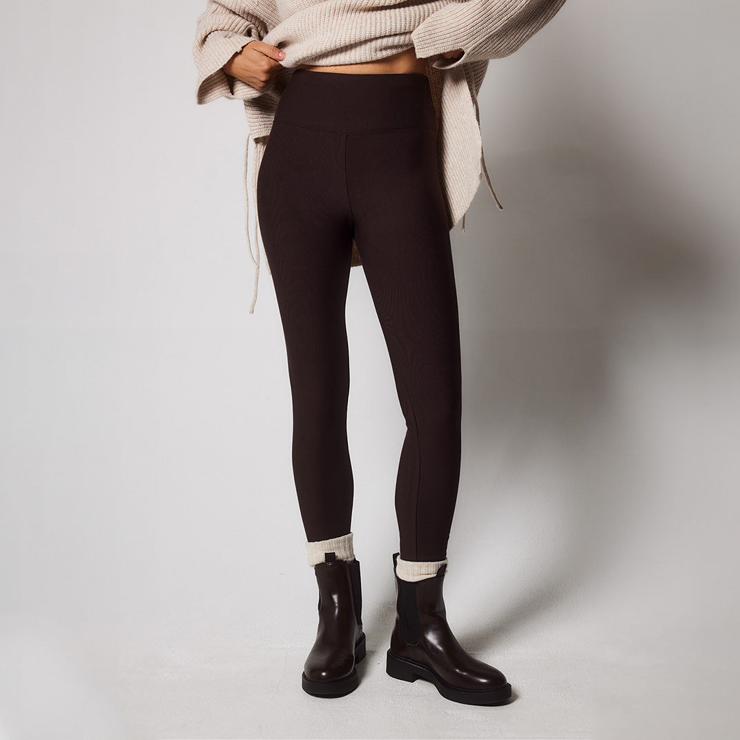 Alltägliche Winter Umstandsleggings mit hoher Taille - Espresso-Braune