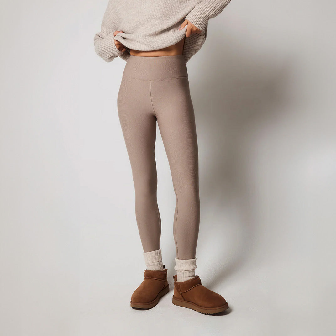 Alltägliche Winter-Leggings mit hoher Taille - Steingrau