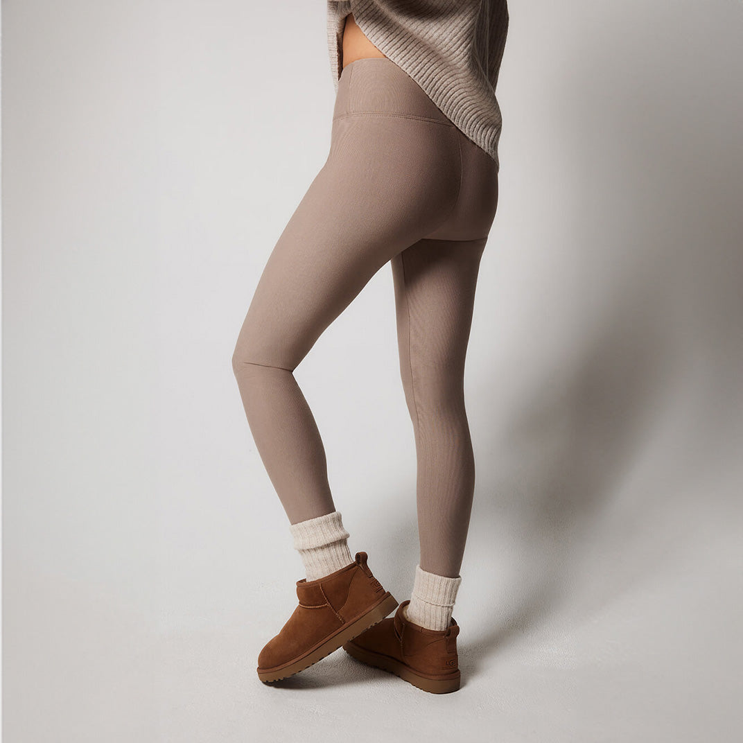 Alltägliche Winter-Leggings mit hoher Taille - Steingrau