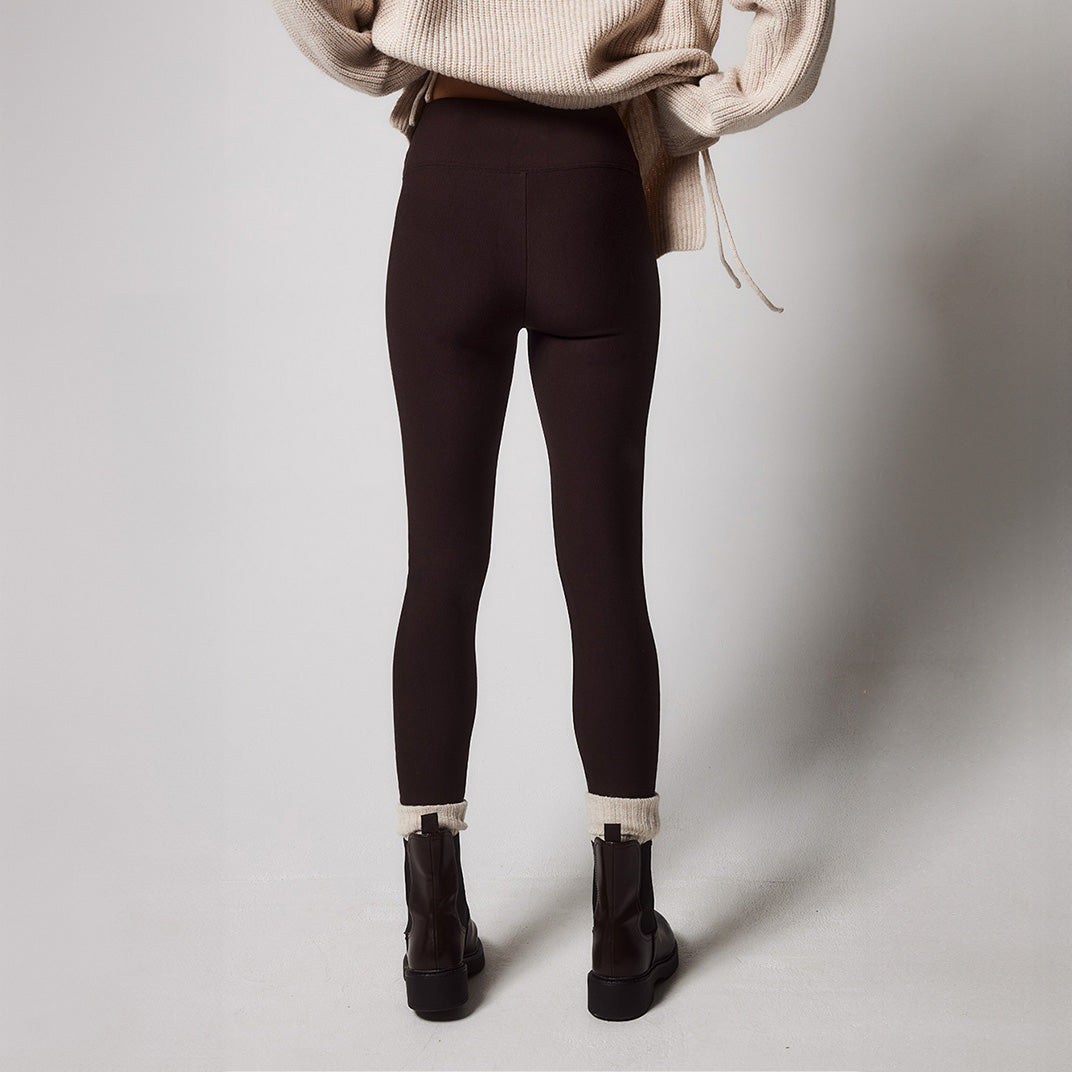 Alltägliche Winter Umstandsleggings mit hoher Taille - Espresso-Braune