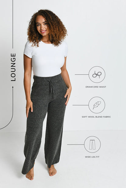 Lounge Strickhose Mit Weitem Bein - Grey