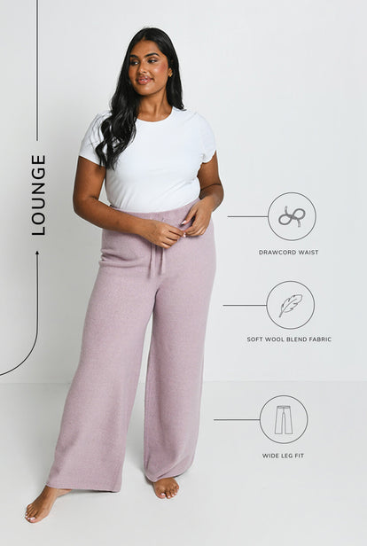 Lounge Strickhose Mit Weitem Bein Curvy - Pink