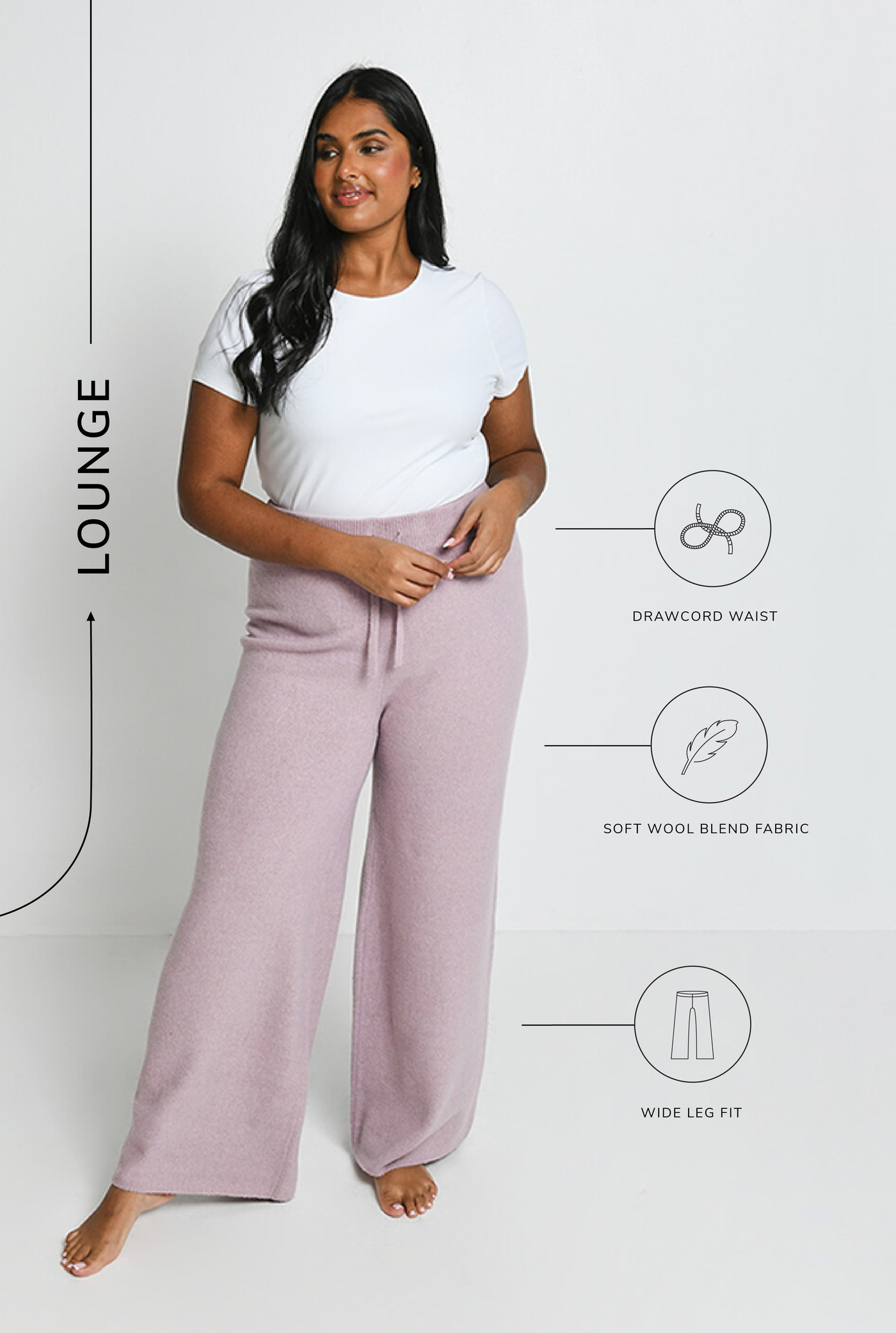 Lounge Strickhose Mit Weitem Bein - Rosafarbene