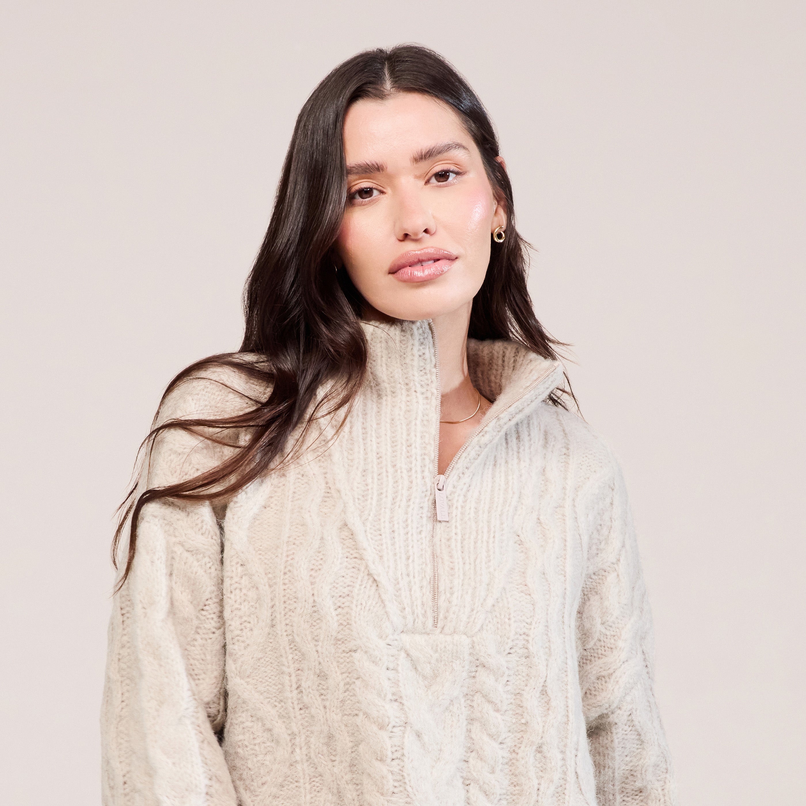 Zopfstrick-Troyer – Beige