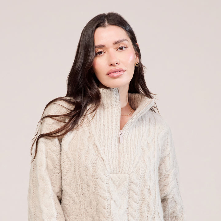 Zopfstrick-Troyer – Beige