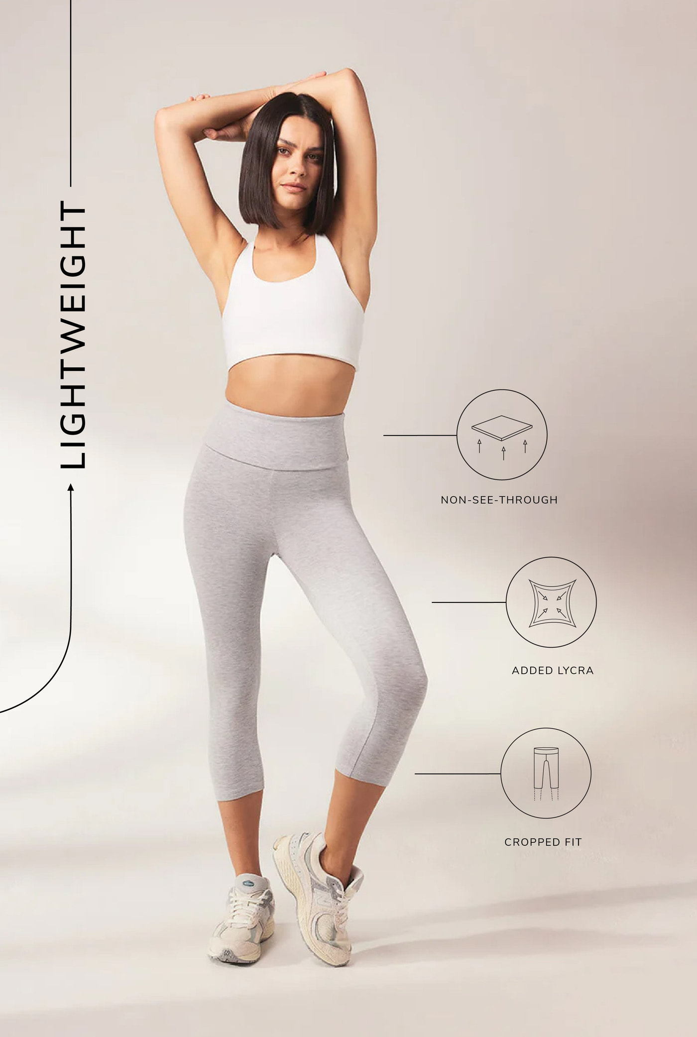 Cropped Leichte Leggings - Hellgraue