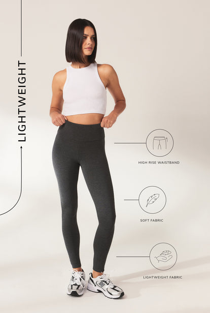 Everyday High Waisted Leggins Lightweight - Dark Grey Marl