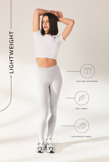 Everyday High Waisted Leggins Lightweight - Light Grey Marl