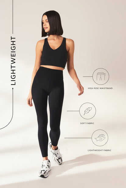 Everyday High Waisted Leggins Lightweight - Black