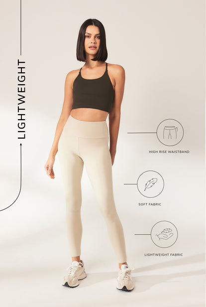 Everyday High Waisted Leggins Lightweight - Natural Beige