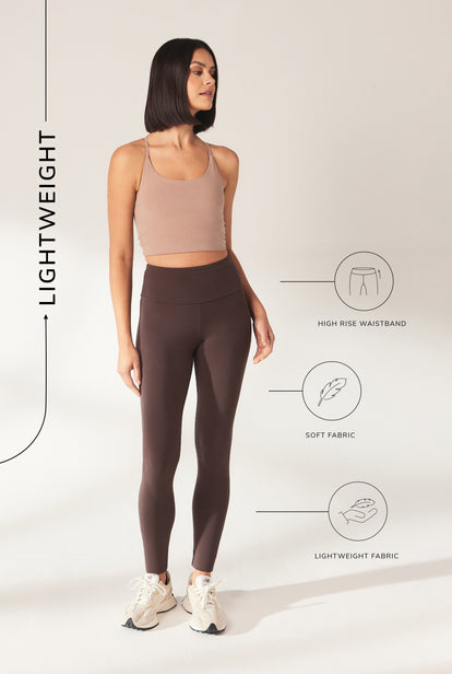 Everyday High Waisted Leggins Lightweight - Espresso Brown