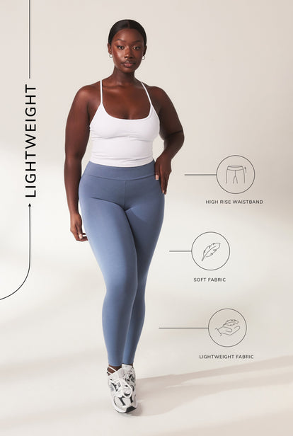 Everyday High Waisted Leggins Lightweight - Steel Blue