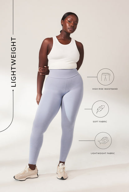 Everyday High Waisted Leggins Lightweight - Powder Blue