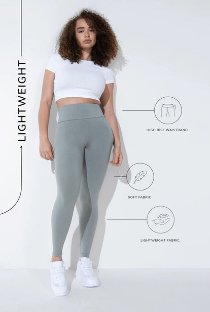 Everyday High Waisted Leggins Lightweight - Sage Green