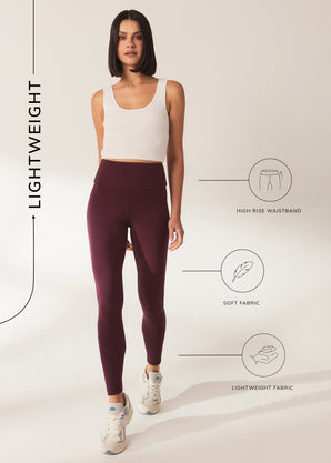 Everyday High Waisted Leggins Lightweight - Burgundy