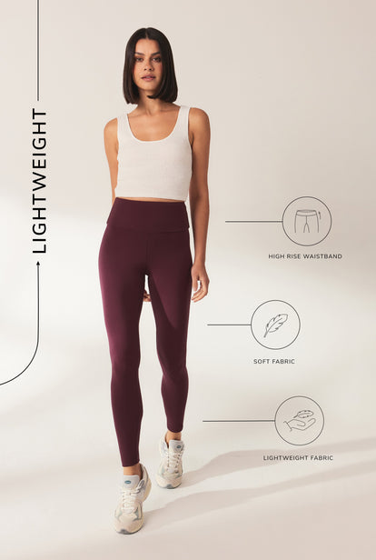 Everyday High Waisted Leggins Lightweight - Burgundy