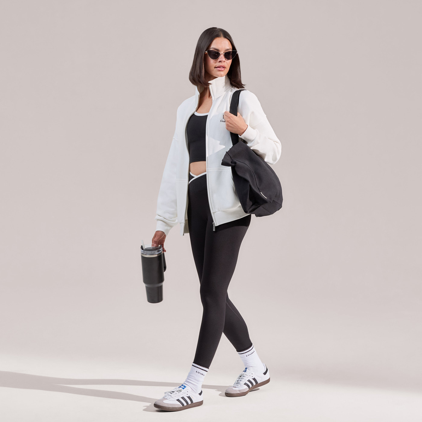 ALL SZN Organic Funnel Neck Zip Through - Off White