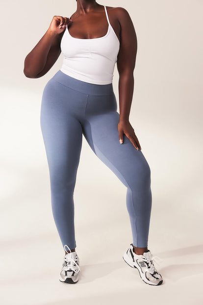 Everyday High Waisted Leggins Lightweight - Steel Blue