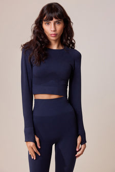 Sculpt Seamless Long Sleeve Top - Deep Navy
