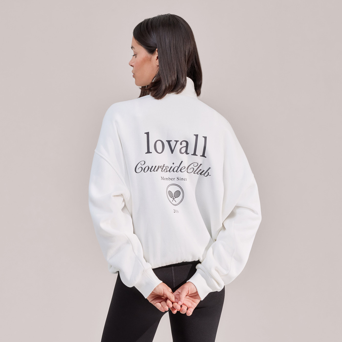 ALL SZN Organic Funnel Neck Zip Through - Off White