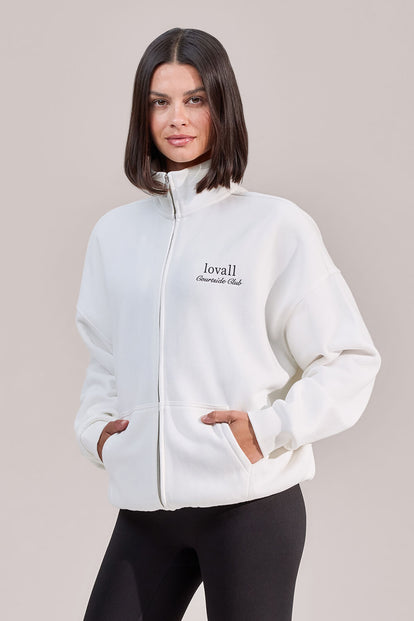 ALL SZN Organic Funnel Neck Zip Through - Off White