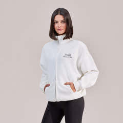 Bio-Trichterhals-Reißverschlussjacke – Wollweiß