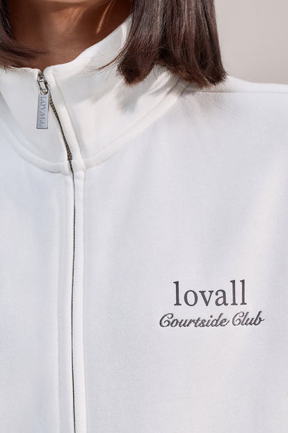 ALL SZN Organic Funnel Neck Zip Through - Off White