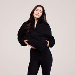Borg 1/4 Zip Fleece – Schwarz