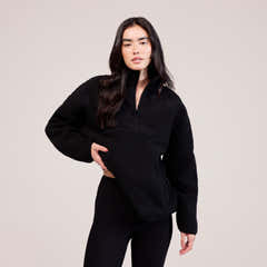 Borg 1/4 Zip Fleece – Schwarz
