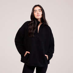 Borg 1/4 Zip Fleece – Schwarz