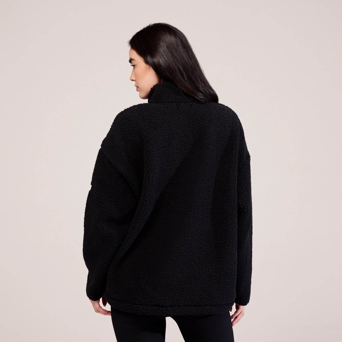 Borg 1/4 Zip Fleece – Schwarz