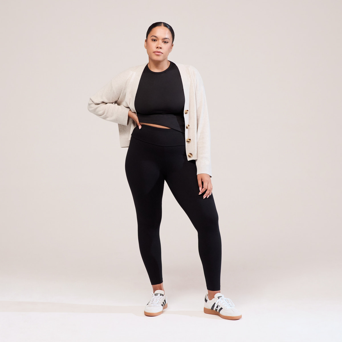 Alltägliche High-Waist-Leggings - Schwarz