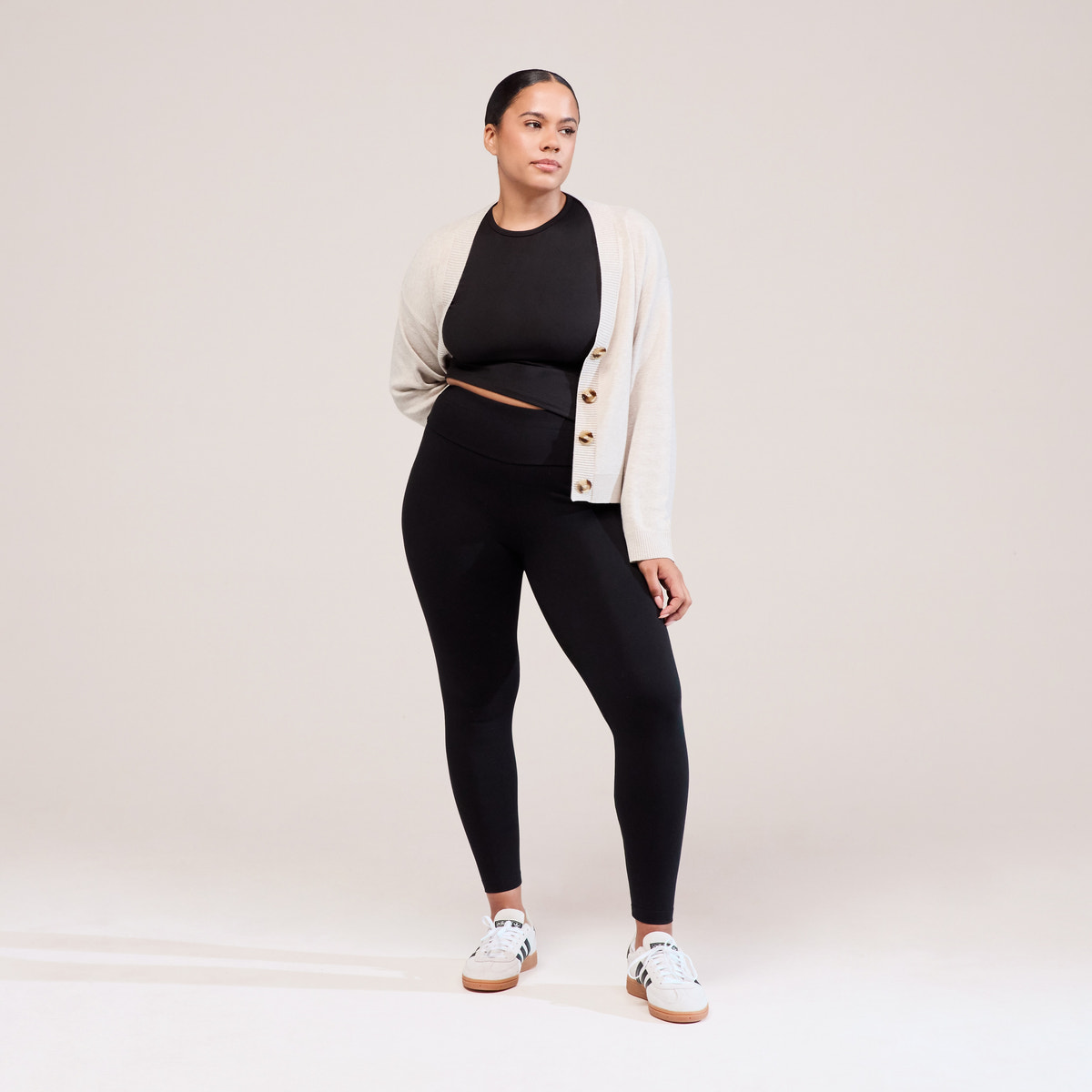 Alltägliche High-Waist-Leggings - Schwarz