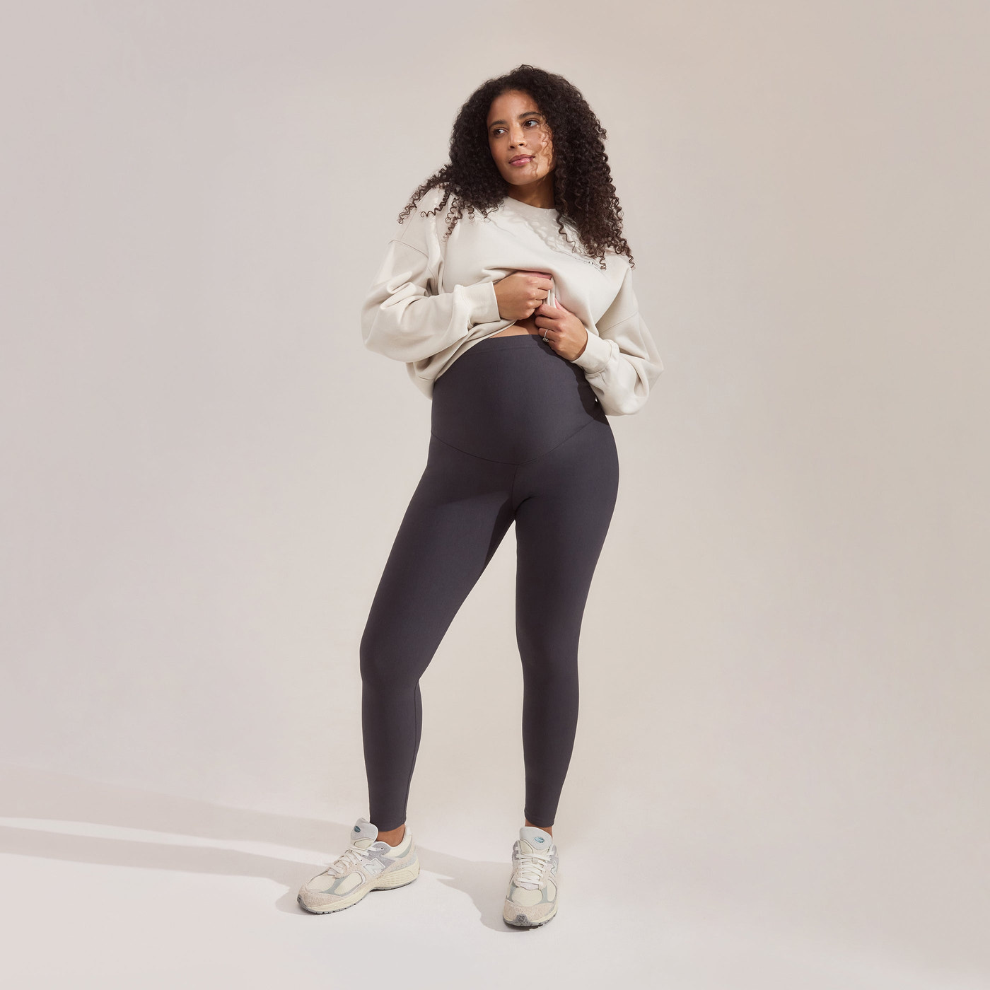 Alltägliche Winter Umstandsleggings mit hoher Taille - Dunkelgraue